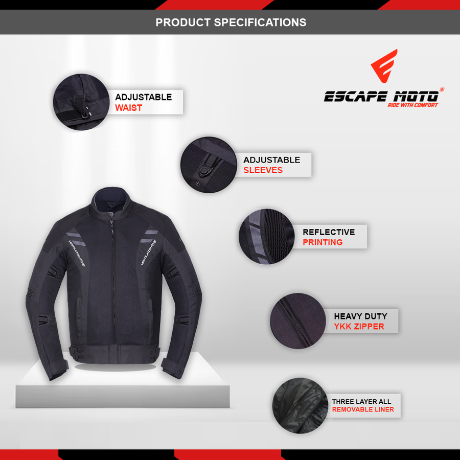 Veste de moto Escape en Cordura® avec panneaux en mesh – Respirante avec protections homologuées CE