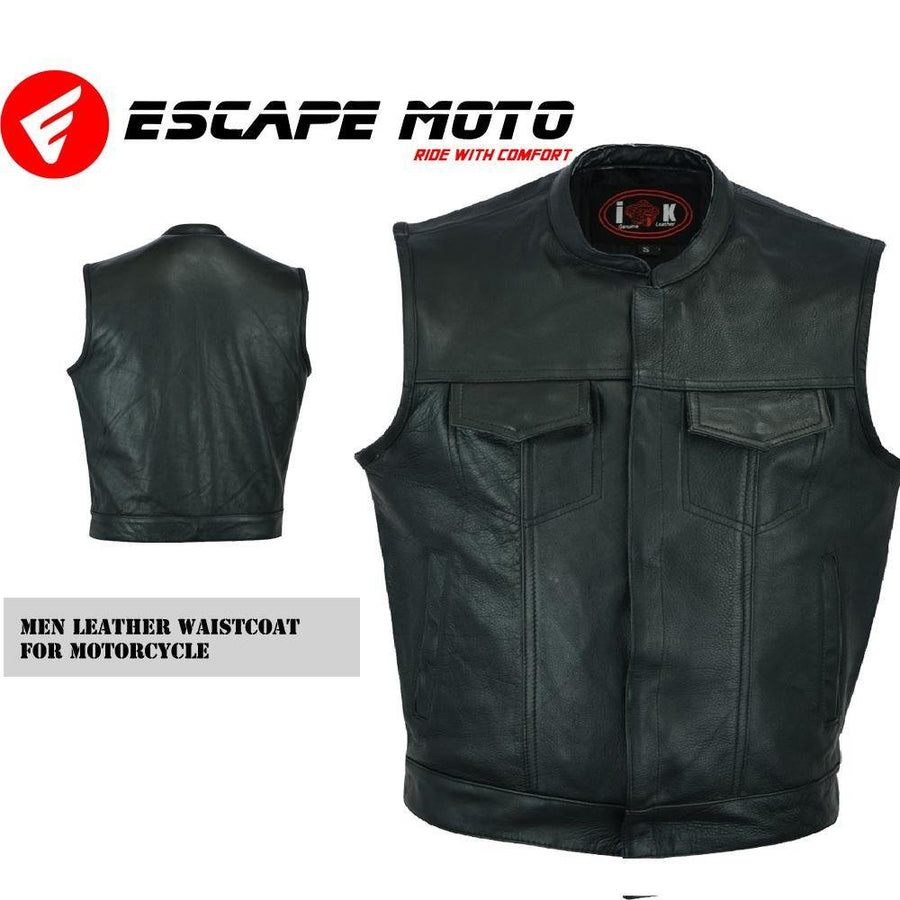 GILET MOTO EN CUIR VÉRITABLE (EM10367)