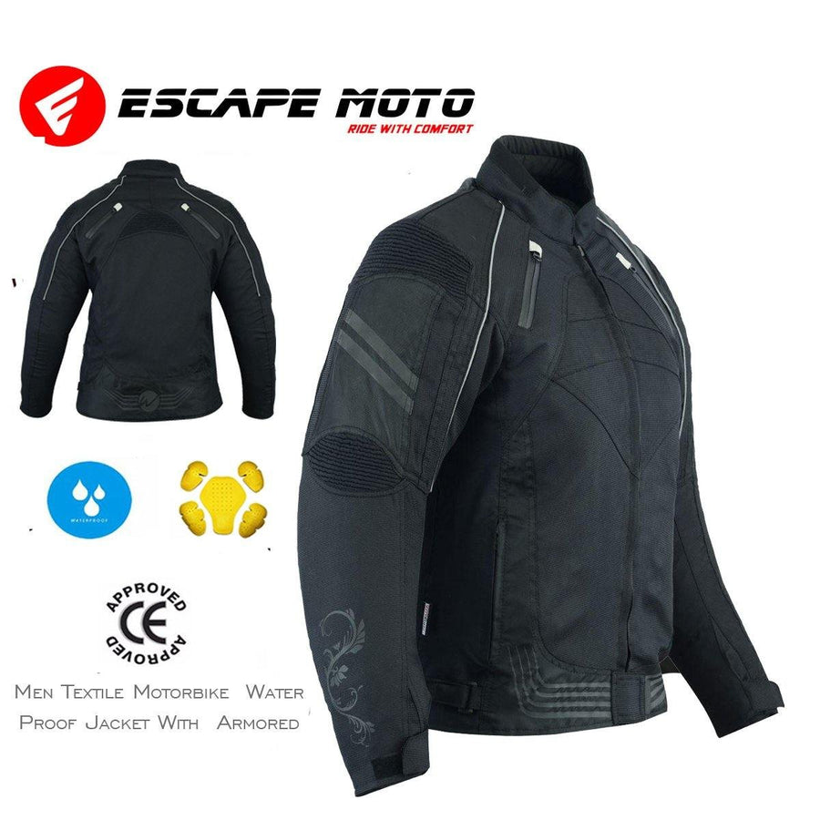 Manteau noir en textile pour femmes de moto (EM10358)