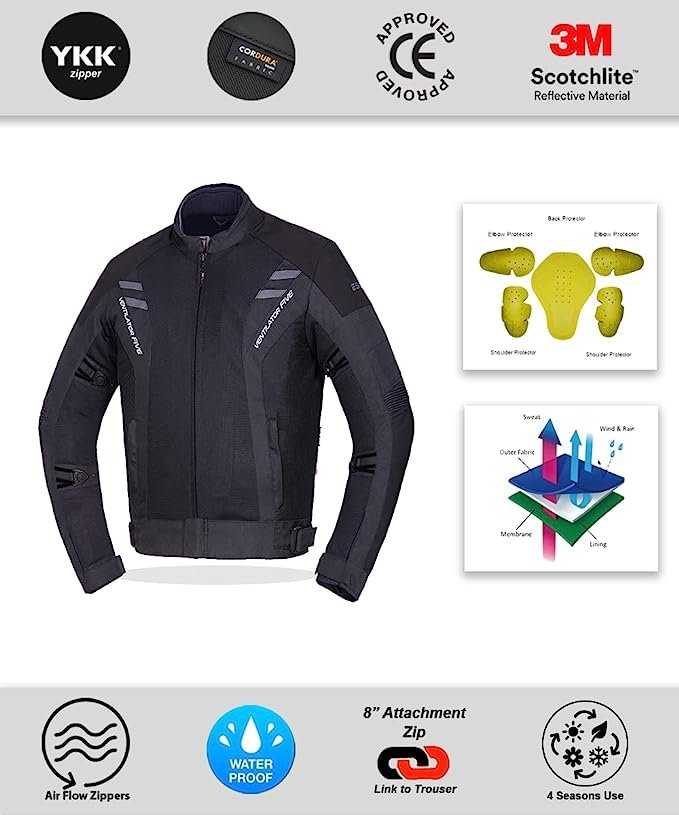 Veste de moto en Cordura® avec panneaux en mesh – Respirante, avec protections homologuées CE, idéale pour l’aventure et le tourisme