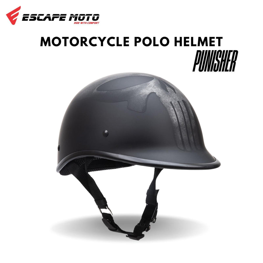 Casque de moto demi-visage Escape Polo Cruiser unisexe – Le plus petit et le plus léger, homologué DOT