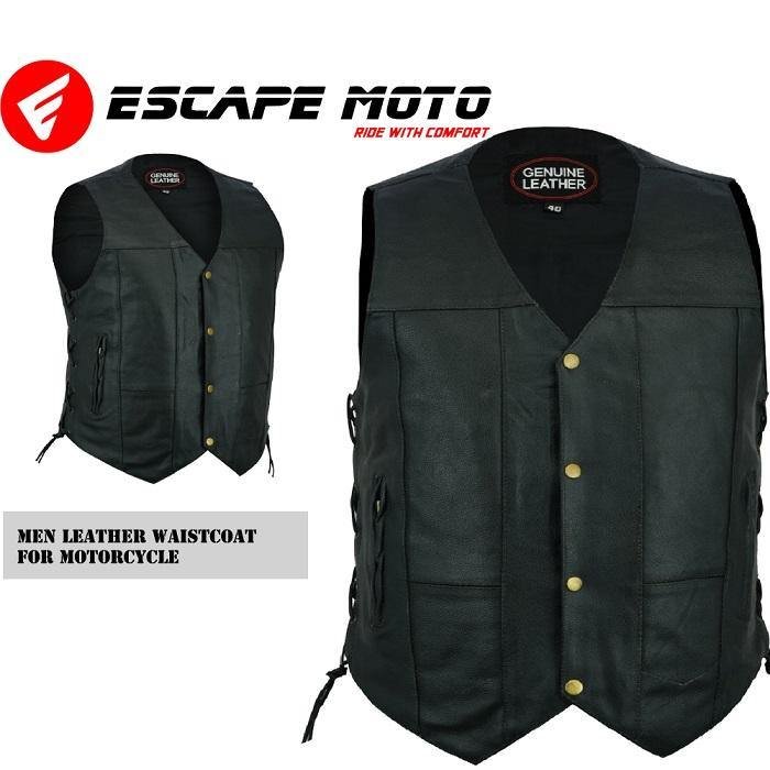GILET MOTO EN CUIR VÉRITABLE EM10368