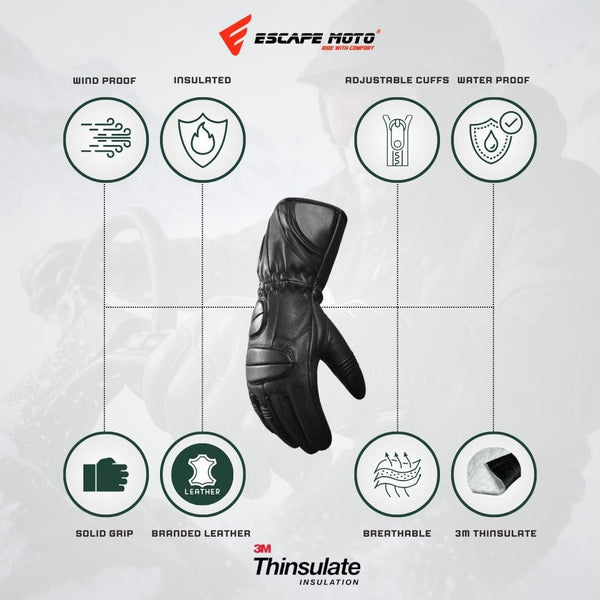 Moufles et gants de motoneige Escape – Chaleur et confort ultimes pour les aventures hivernales avec doublure amovible
