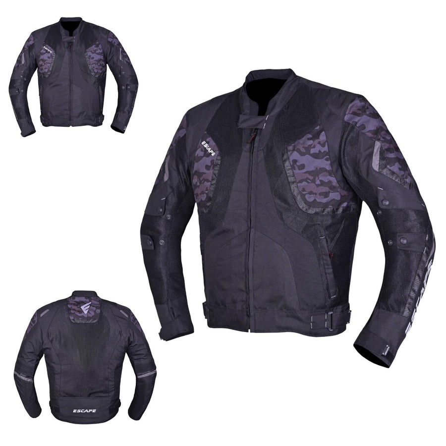Veste de moto en mesh camouflage pour homme – Imperméable avec protections homologuées CE