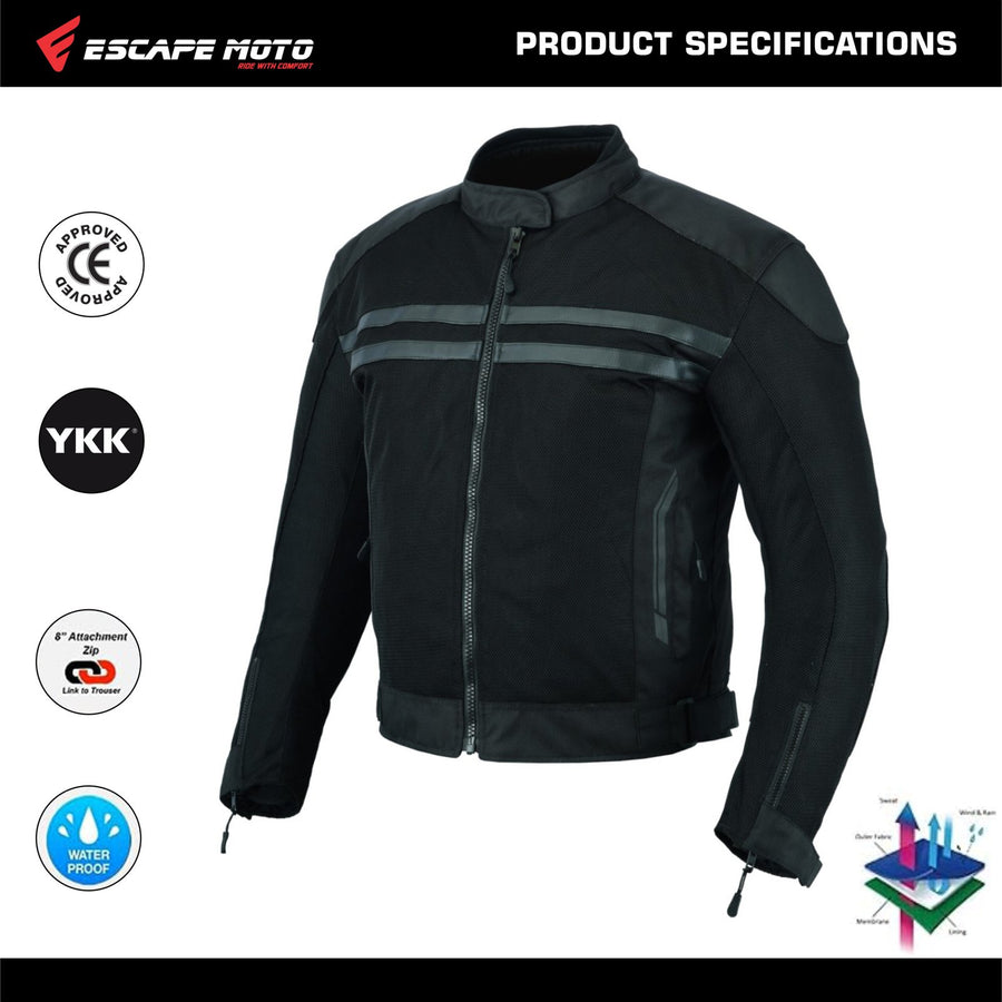 Manteau d'été en maille noire pour hommes + VESTE DE MOTO IMPERMÉABLE RACING ROUTE 66 POUR HOMMES AVEC BLINDÉ