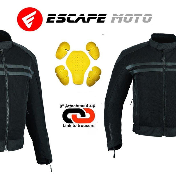 Manteau d'été en maille noire pour hommes de moto (EM10354)