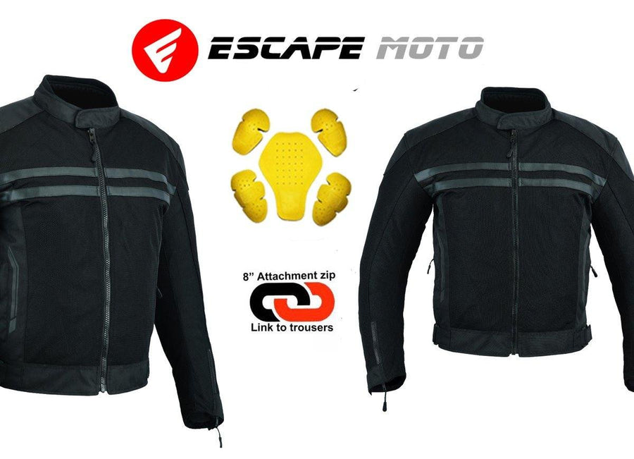 Manteau d'été en maille noire pour hommes de moto (EM10354)