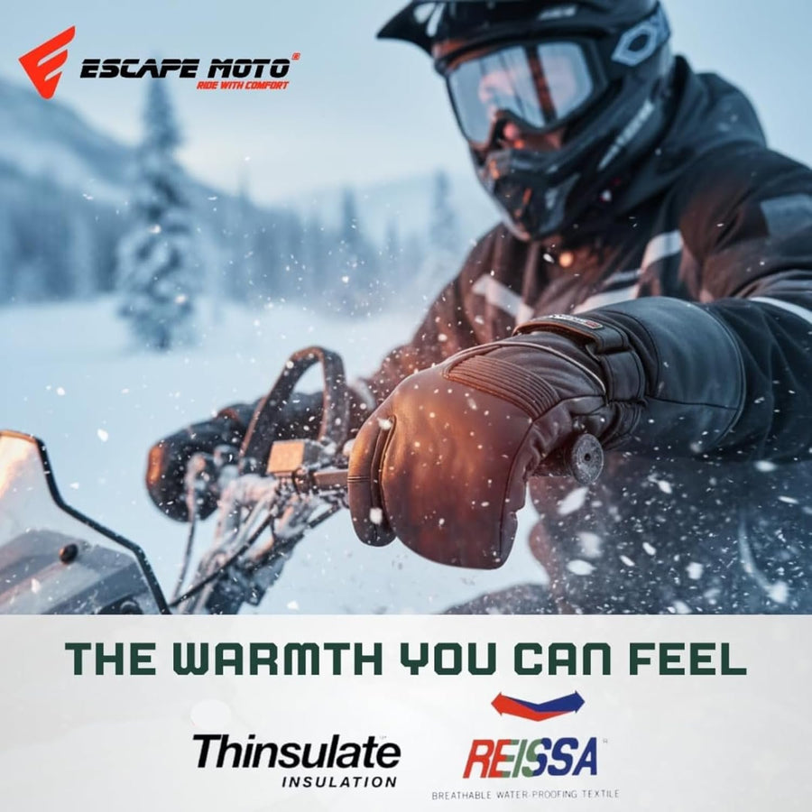 Moufles Escape Snowmobile à 3 doigts – Cuir imperméable, chauds et confortables