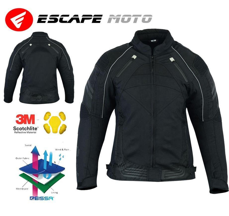 Manteau noir en textile pour femmes de moto (EM10358)