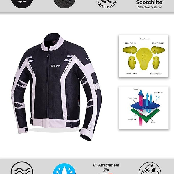 **Veste de moto Touring blanche pour homme – En Cordura® respirant avec protections homologuées CE**
