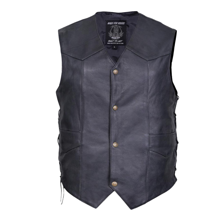 Gilet de motard classique Route 66 en cuir véritable – Un essentiel intemporel pour les passionnés de moto image 0