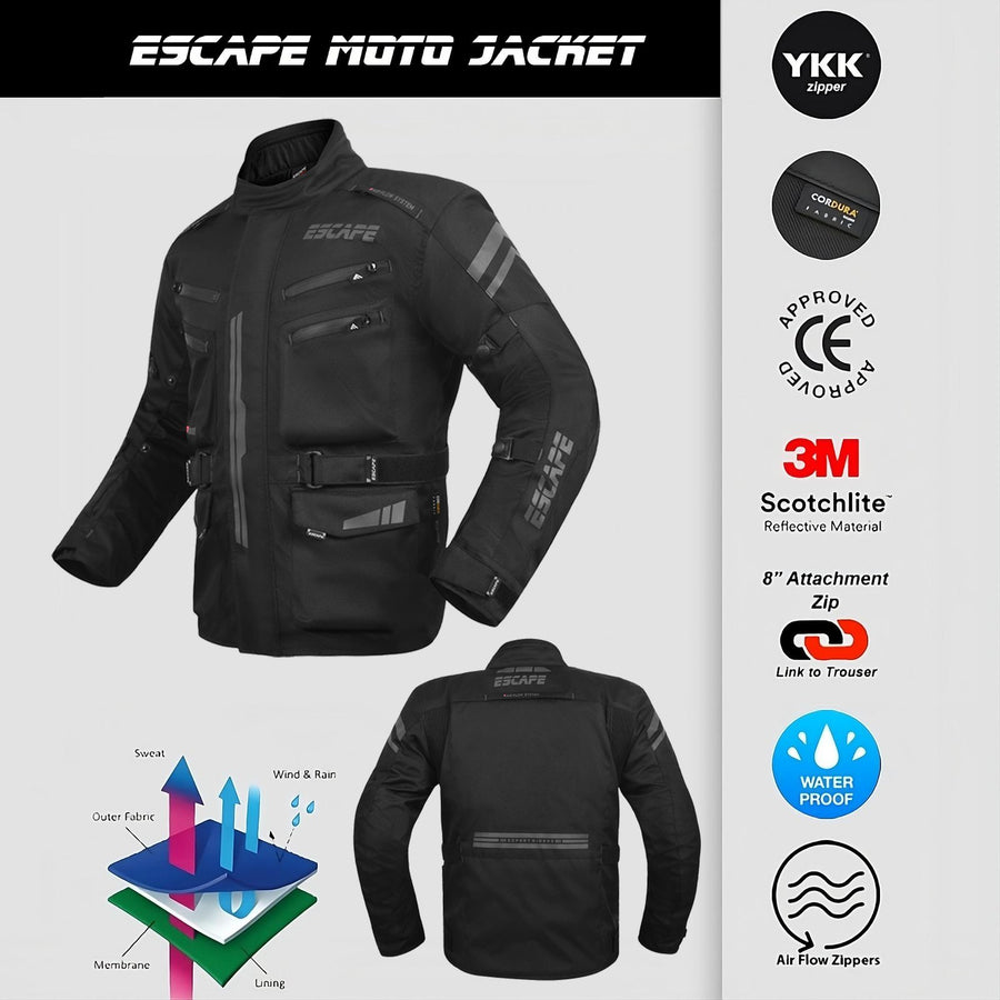 Veste de moto durable pour les aventures par tous les temps | Approuvé CE | Équipement ultime pour le tourisme et la conduite sportive