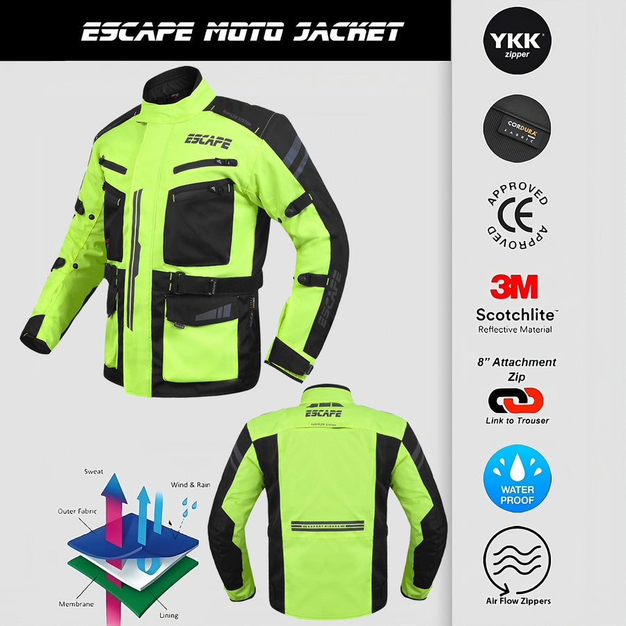 Veste de moto durable pour les aventures par tous les temps | Approuvé CE | Équipement ultime pour le tourisme et la conduite sportive