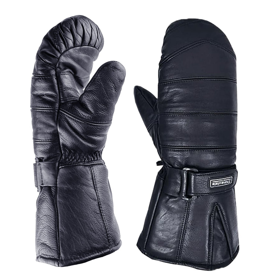 Gants de motoneige pour adultes, mitaines en cuir, neige chaude, Ski d'hiver, noir, liquidation (EM11418)