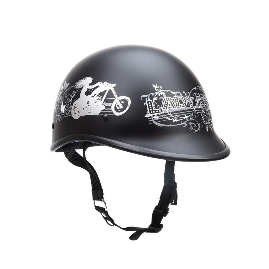 Casque de moto Escape demi-coque Polo Cruiser noir mat pour femme – Le plus petit et le plus léger, homologué DOT