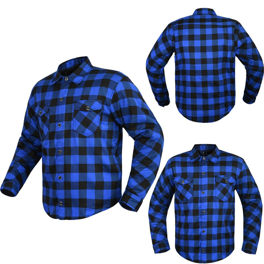 Chemise de moto en Kevlar pour hommes, fibre renforcée - S, Blue image