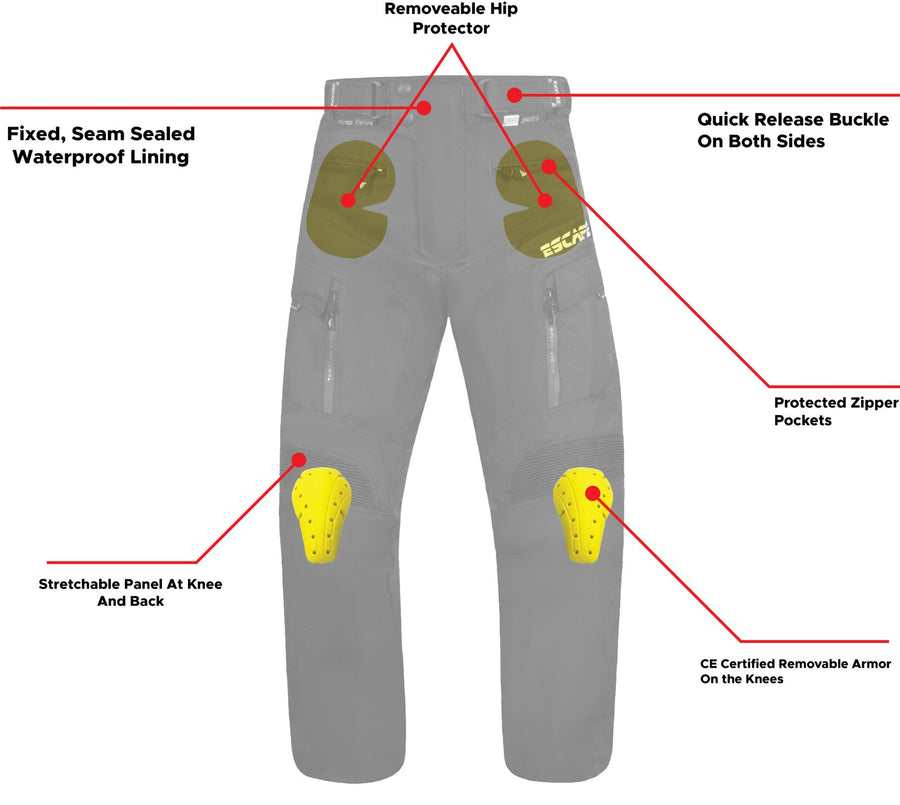 Pantalon Toutes Sessions Imperméable/Armure CE avec Doublure Amovible