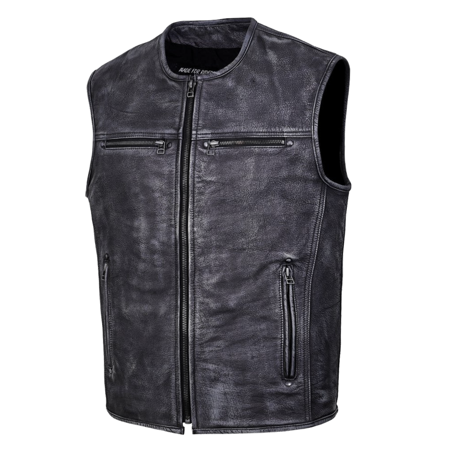 Gilet de motard haut de gamme en cuir – Ultimate Ride, doublé au style vintage image 0