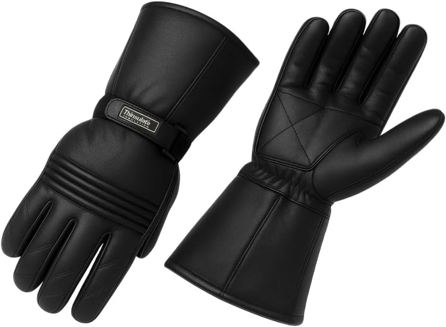 Gants de moto d'hiver Escape pour hommes, en cuir souple véritable de qualité supérieure, coupe-vent et thermiques Thinsulate.