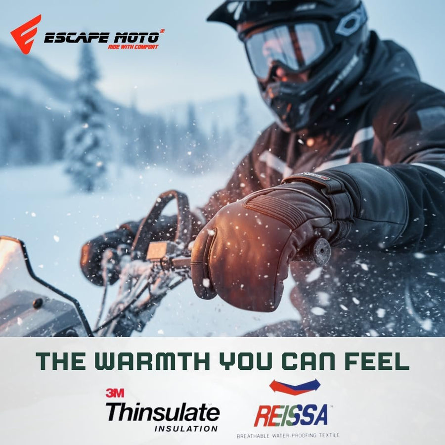 Escape Snowmobile Mittens / Gloves – Waterproof Insulated Leather Winter Sports & Snowboarding Protection image 0