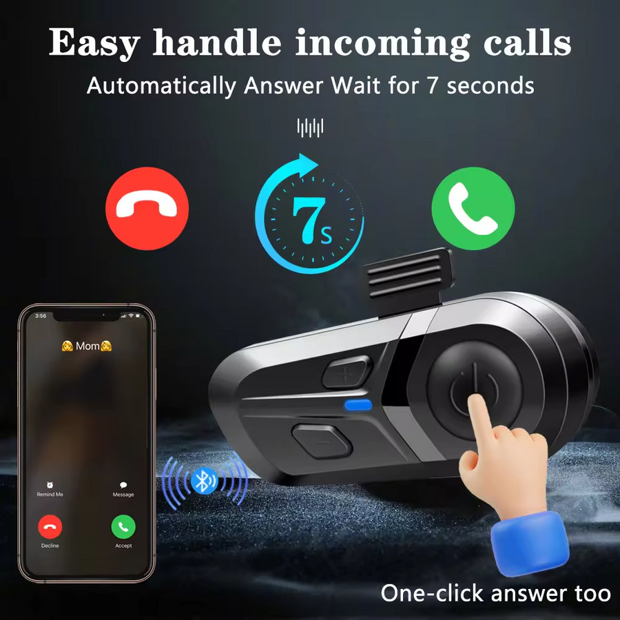 Motorcycle Helmet Headset, L1  Headphone Speaker Compatible Siri Wireless 5.3 with AI Voice Assistant Waterproof Noise Cancellation