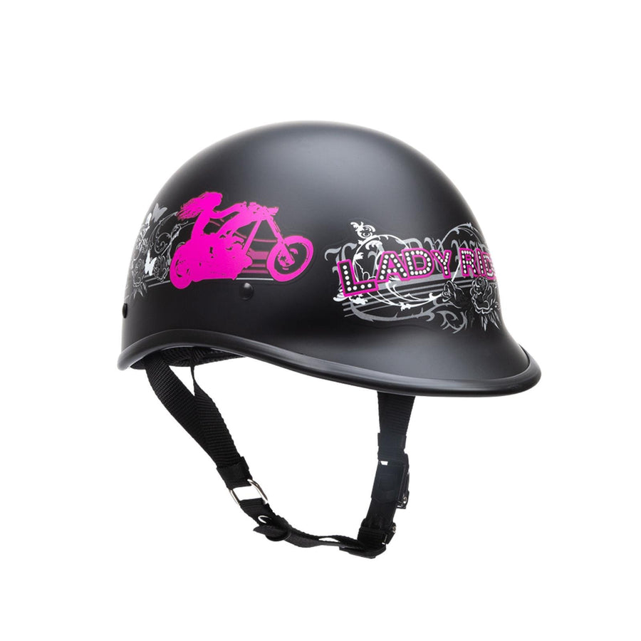 Casque de moto Escape demi-coque Polo Cruiser noir mat pour femme – Le plus petit et le plus léger, homologué DOT