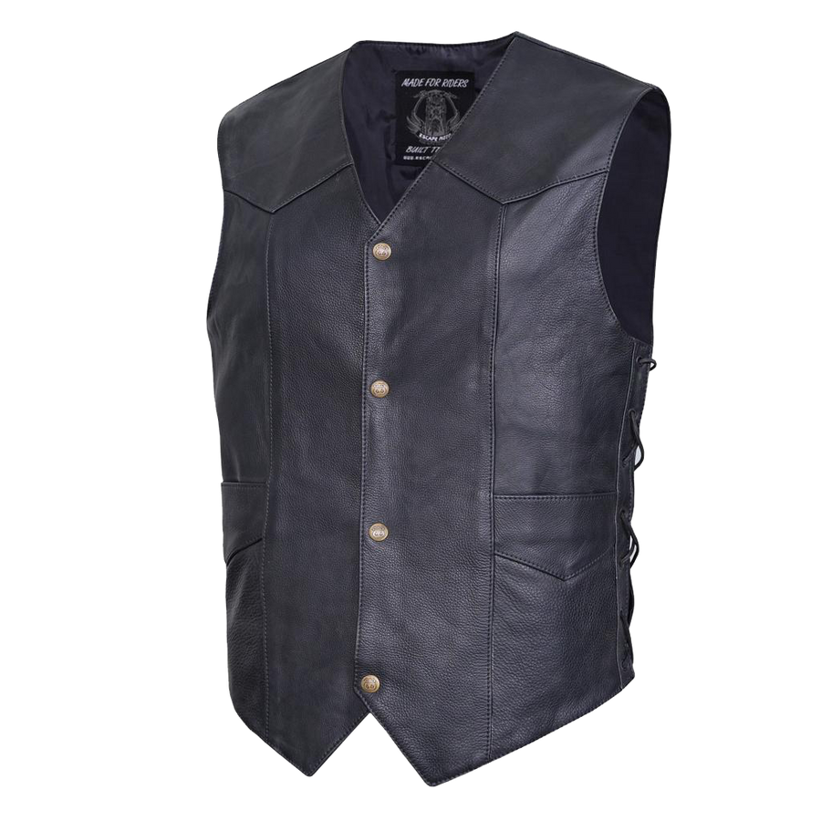 Gilet de motard classique Route 66 en cuir véritable – Un essentiel intemporel pour les passionnés de moto image 0