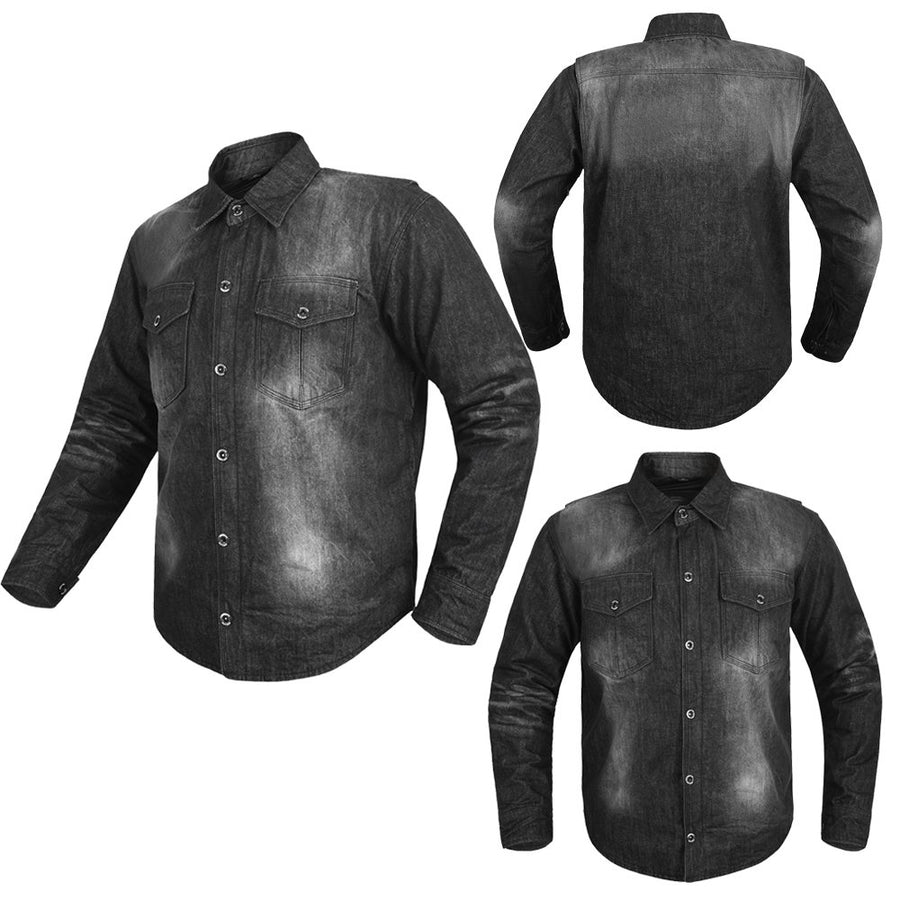 Chemise de moto en Kevlar pour hommes, fibre renforcée - S, Blue image