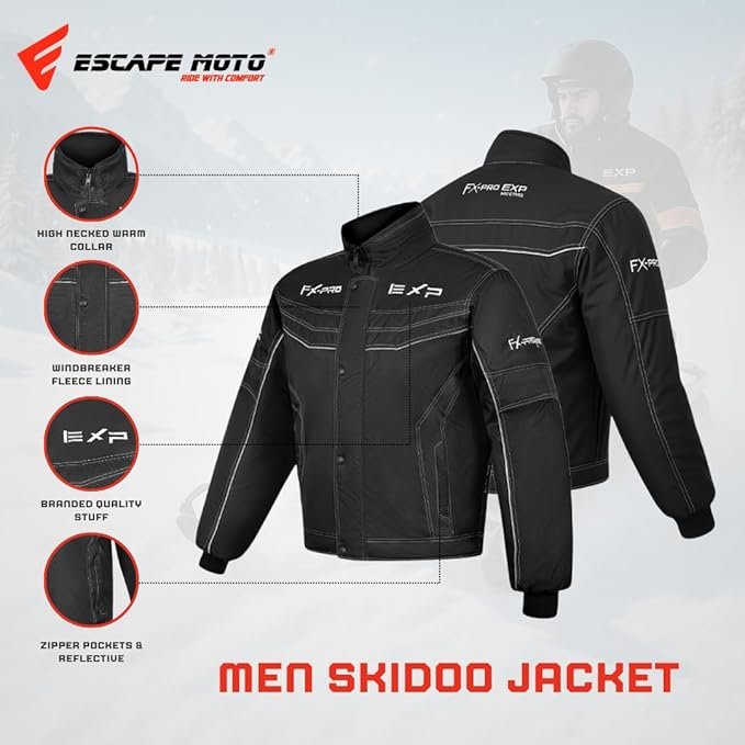 Veste de motoneige pour hommes, imperméable, coupe-vent et isolée – Vêtement d'hiver robuste pour la planche à neige, le ski et les conditions hivernales.