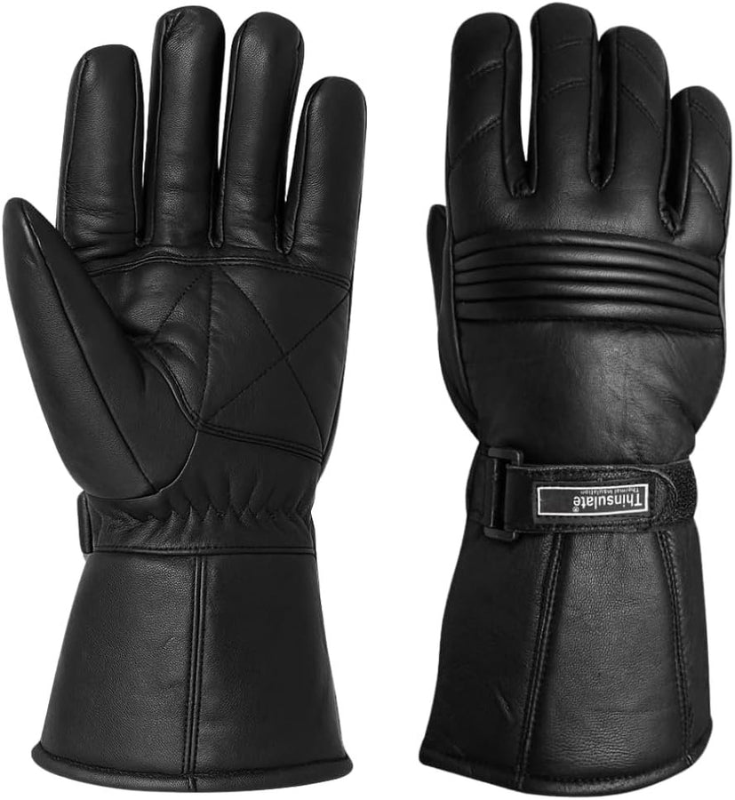 Gants de moto d'hiver Escape pour hommes, en cuir souple véritable de qualité supérieure, coupe-vent et thermiques Thinsulate.
