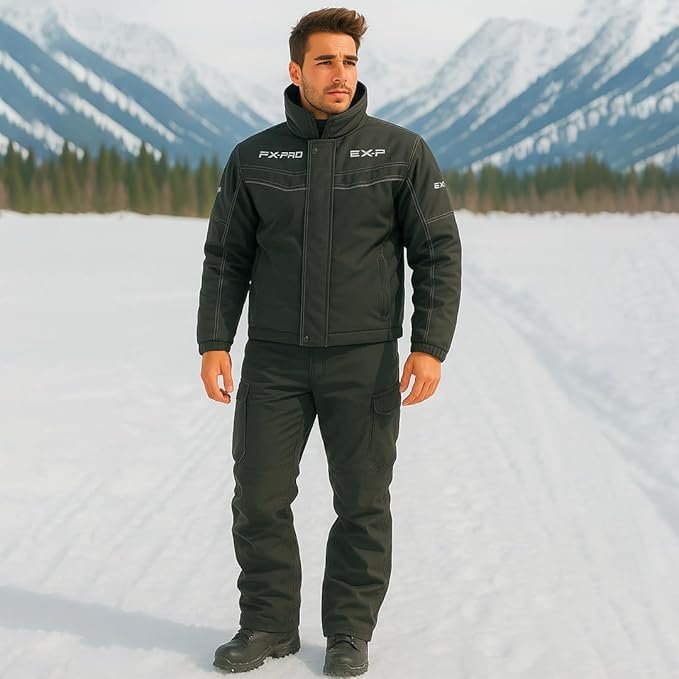 Veste de motoneige pour hommes, imperméable, coupe-vent et isolée – Vêtement d'hiver robuste pour la planche à neige, le ski et les conditions hivernales.