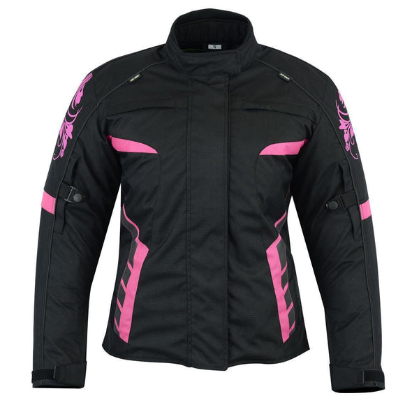 Veste de moto en Cordura avec protections pour femme (EM10356) ✅ - 5XL, Black & Pink image