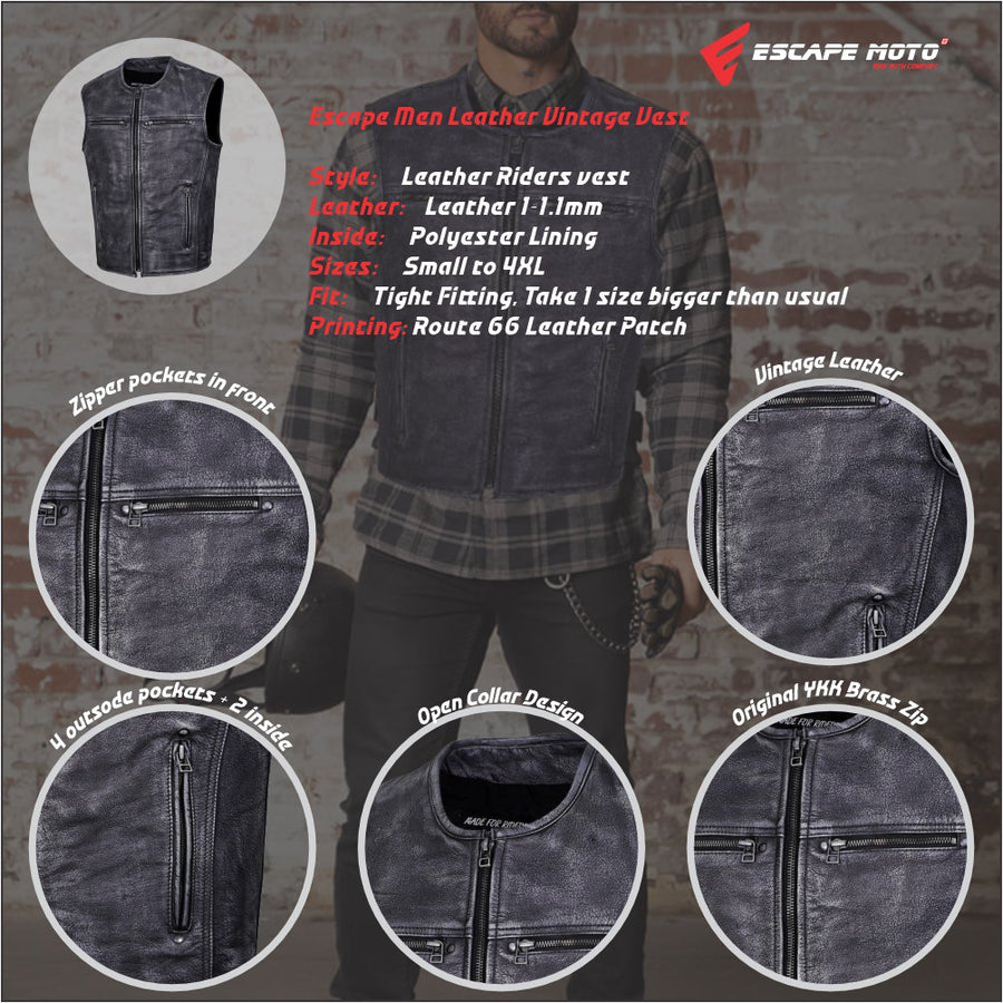 Gilet de motard haut de gamme en cuir – Ultimate Ride, doublé au style vintage image 0