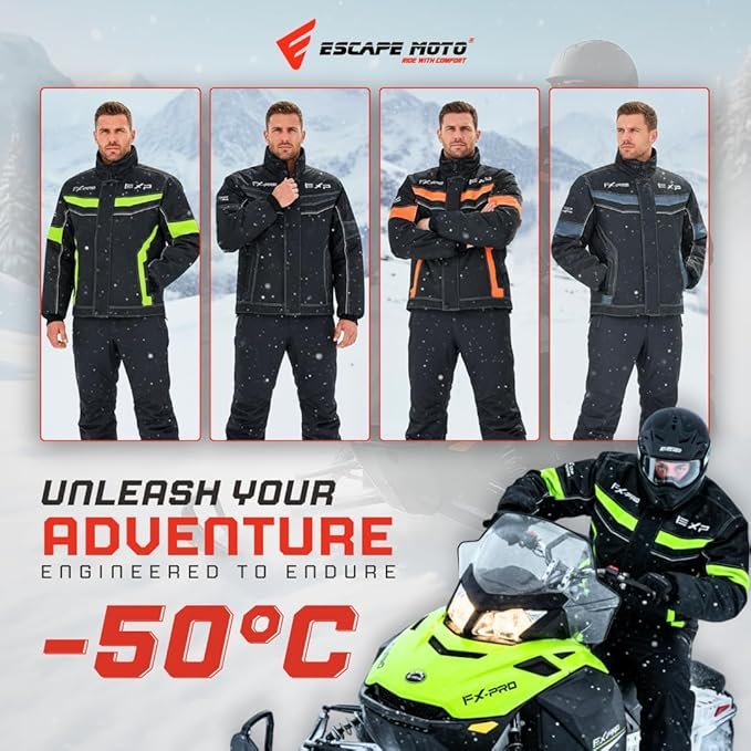 Veste de motoneige pour hommes, imperméable, coupe-vent et isolée – Vêtement d'hiver robuste pour la planche à neige, le ski et les conditions hivernales.