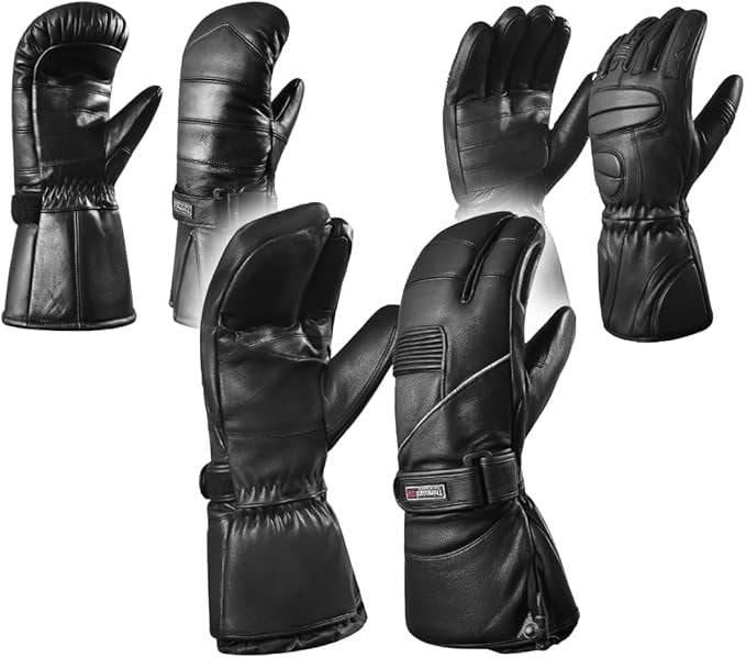 Escape Snowmobile Mittens / Gloves – Waterproof Insulated Leather Winter Sports & Snowboarding Protection image 0