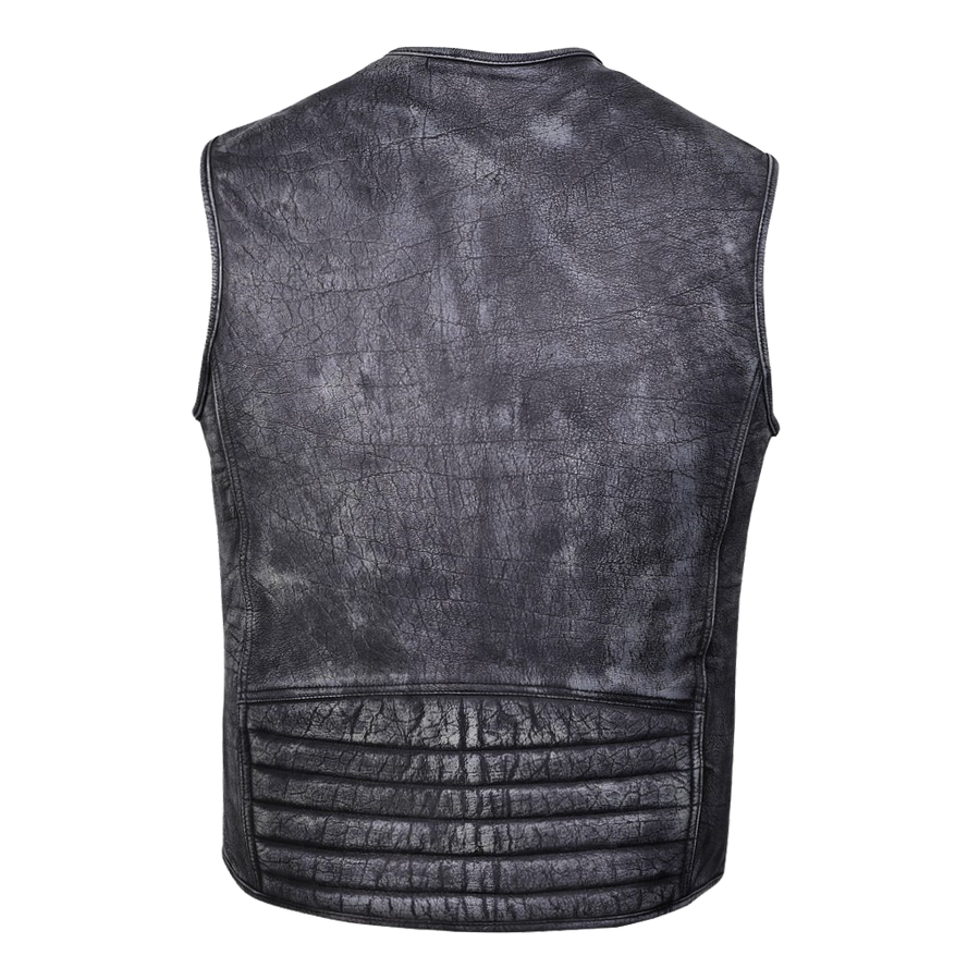 Gilet de motard haut de gamme en cuir – Ultimate Ride, doublé au style vintage image 0