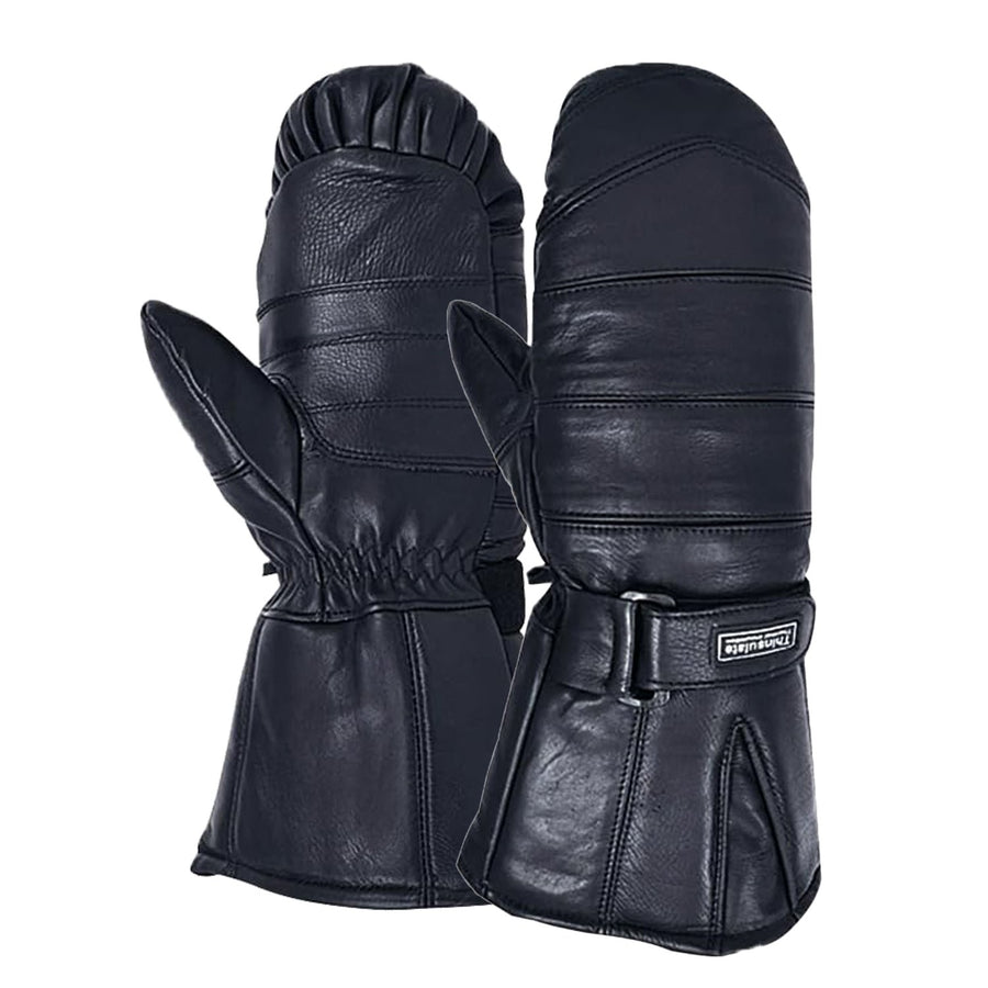 Gants de motoneige pour adultes, mitaines en cuir, neige chaude, Ski d'hiver, noir, liquidation (EM11418) image 0
