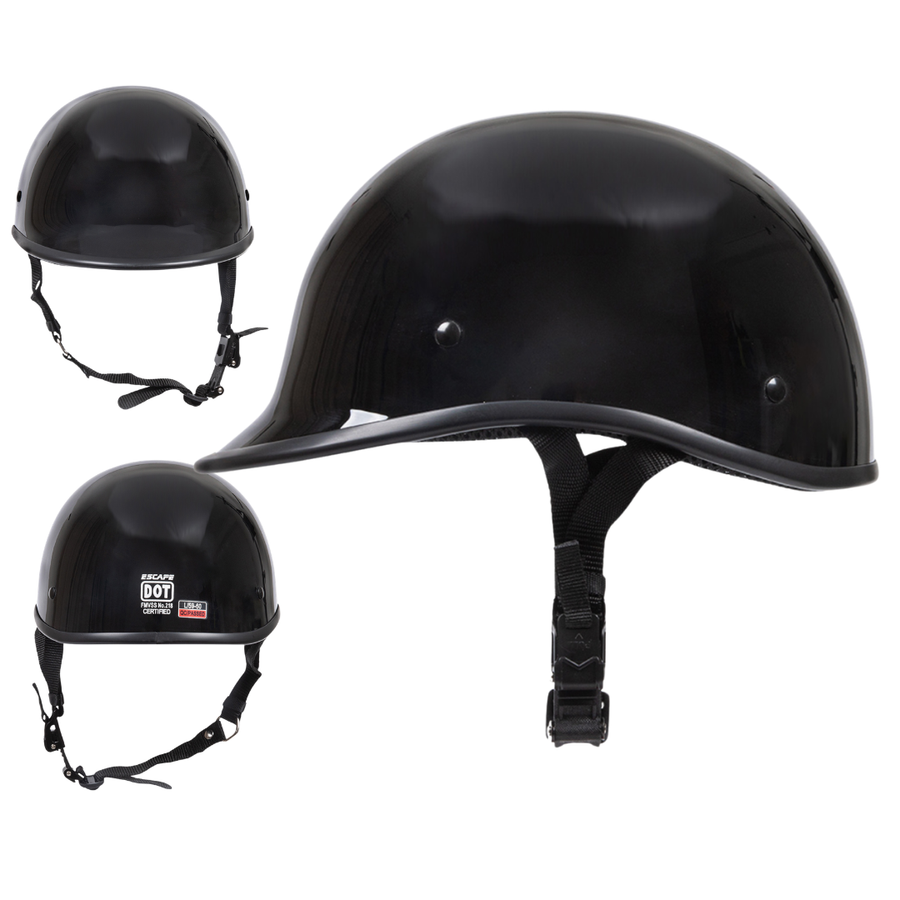 Casque de moto Escape demi-visage Polo Cruiser noir, pour femmes – le plus petit et léger, approuvé DOT