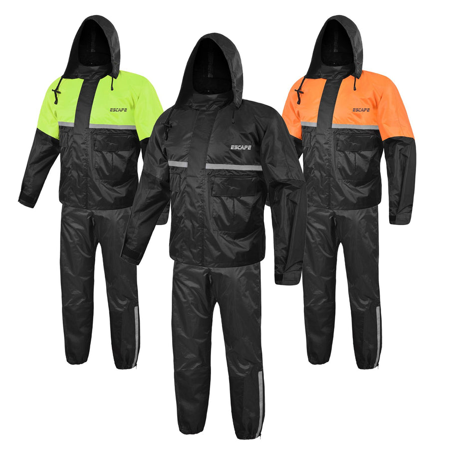 Combinaison de pluie moto homme/femme 2 pièces imperméable veste et pantalon équipement léger imperméable réfléchissant à capuche toutes saisons