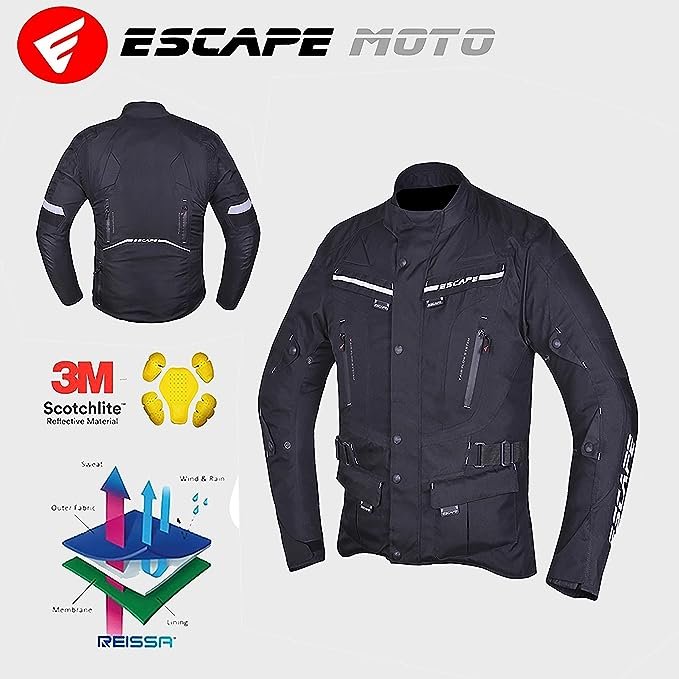 Veste de moto Escape Touring pour femme – En textile, imperméable, toutes saisons, avec doublure et protections CE amovibles