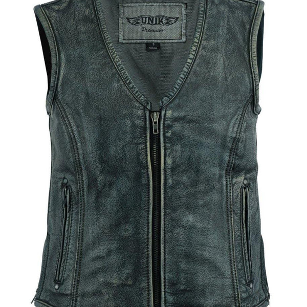 GILET FEMME EN CUIR VÉRITABLE (EM10384)