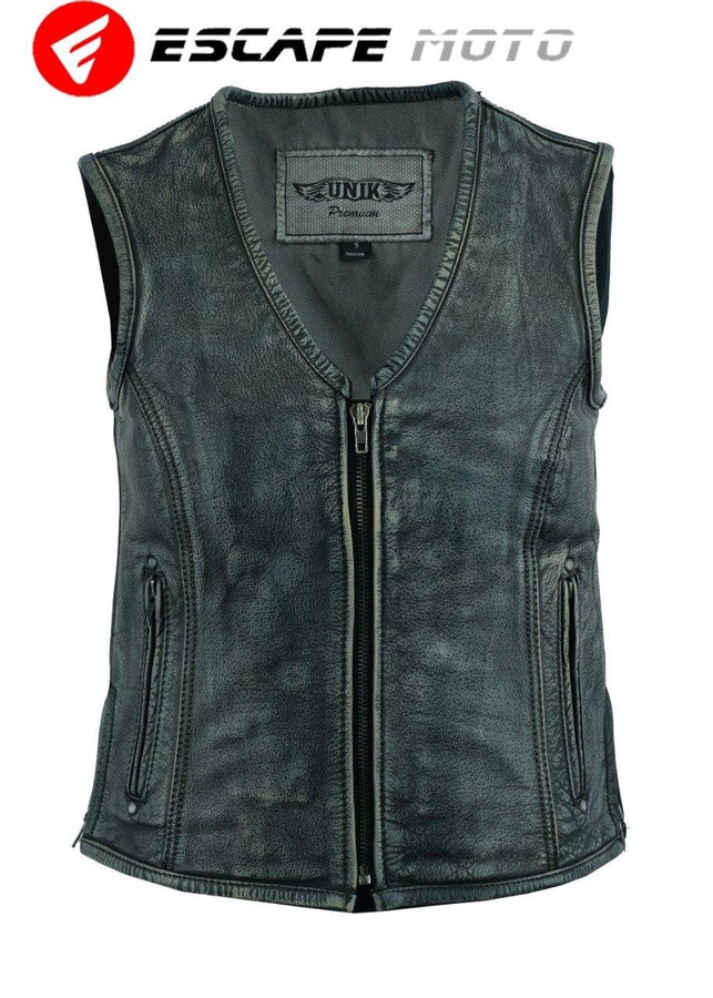 GILET FEMME EN CUIR VÉRITABLE (EM10384)