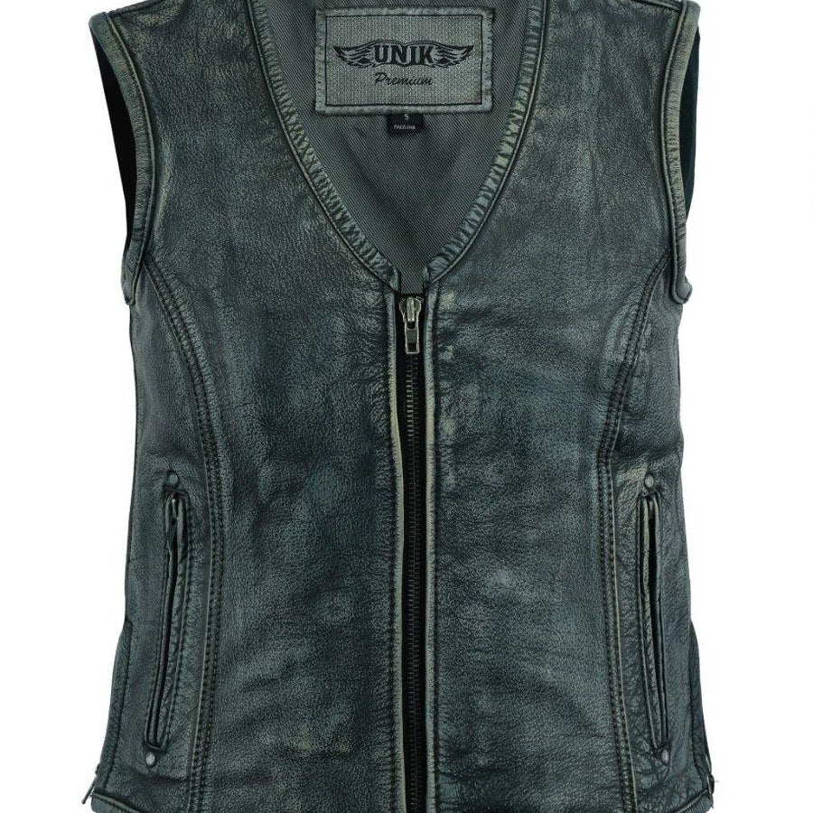 GILET FEMME EN CUIR VÉRITABLE (EM10384)