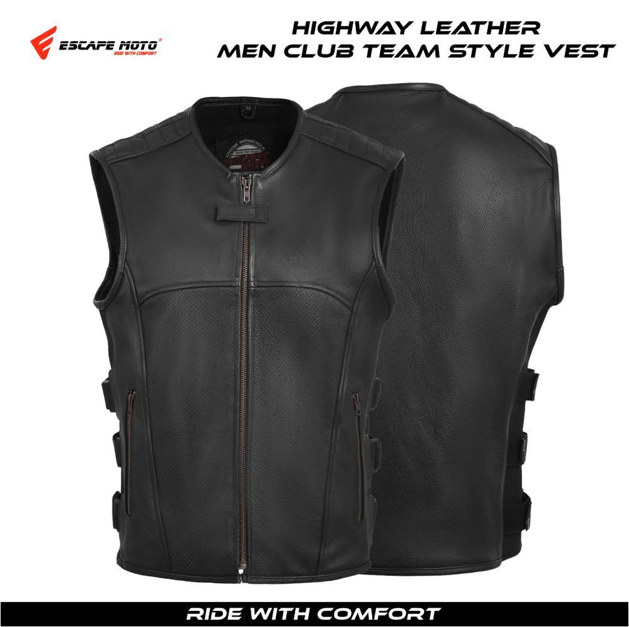 Gilet en cuir Swat pour hommes/gilet de moto en cuir véritable Swat