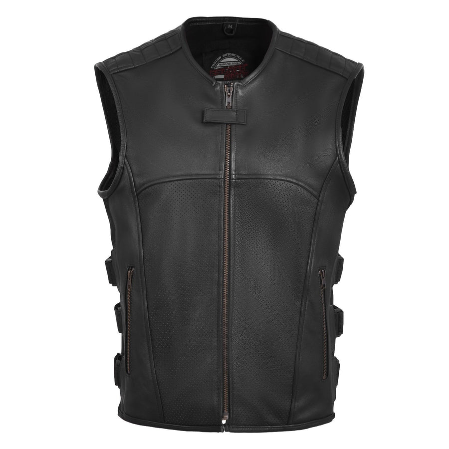 Gilet en cuir Swat pour hommes/gilet de moto en cuir véritable Swat
