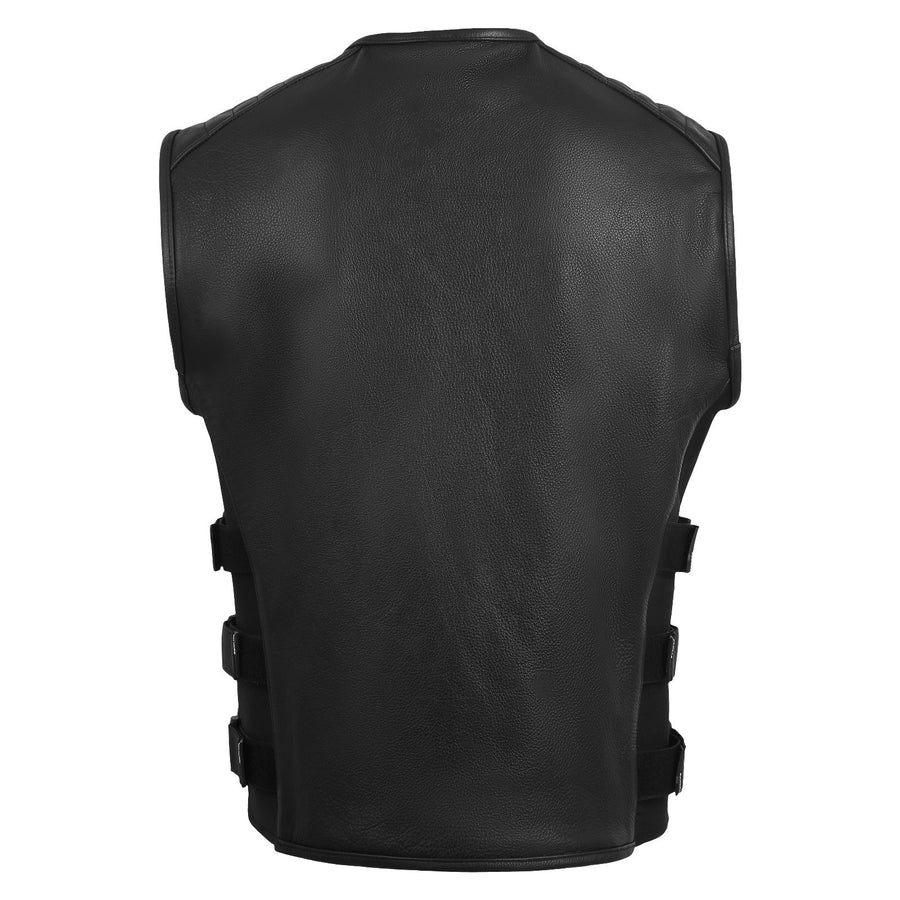 Men Swat leather vest/Swat Gilet de moto en cuir véritable
