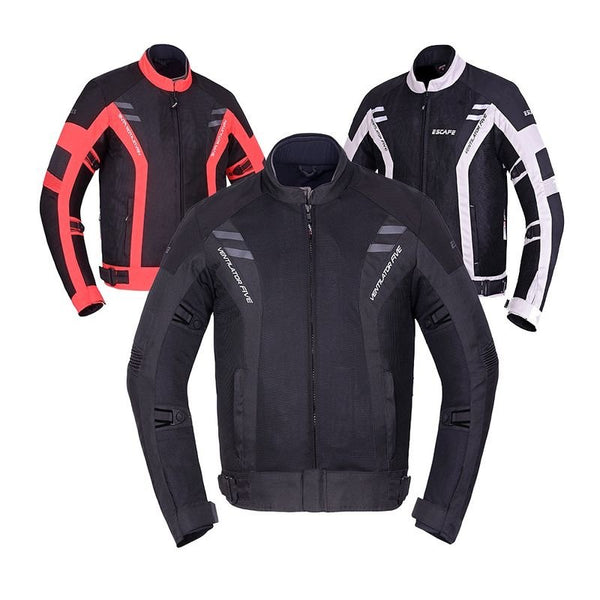 **Veste de moto Touring blanche pour homme – En Cordura® respirant avec protections homologuées CE**