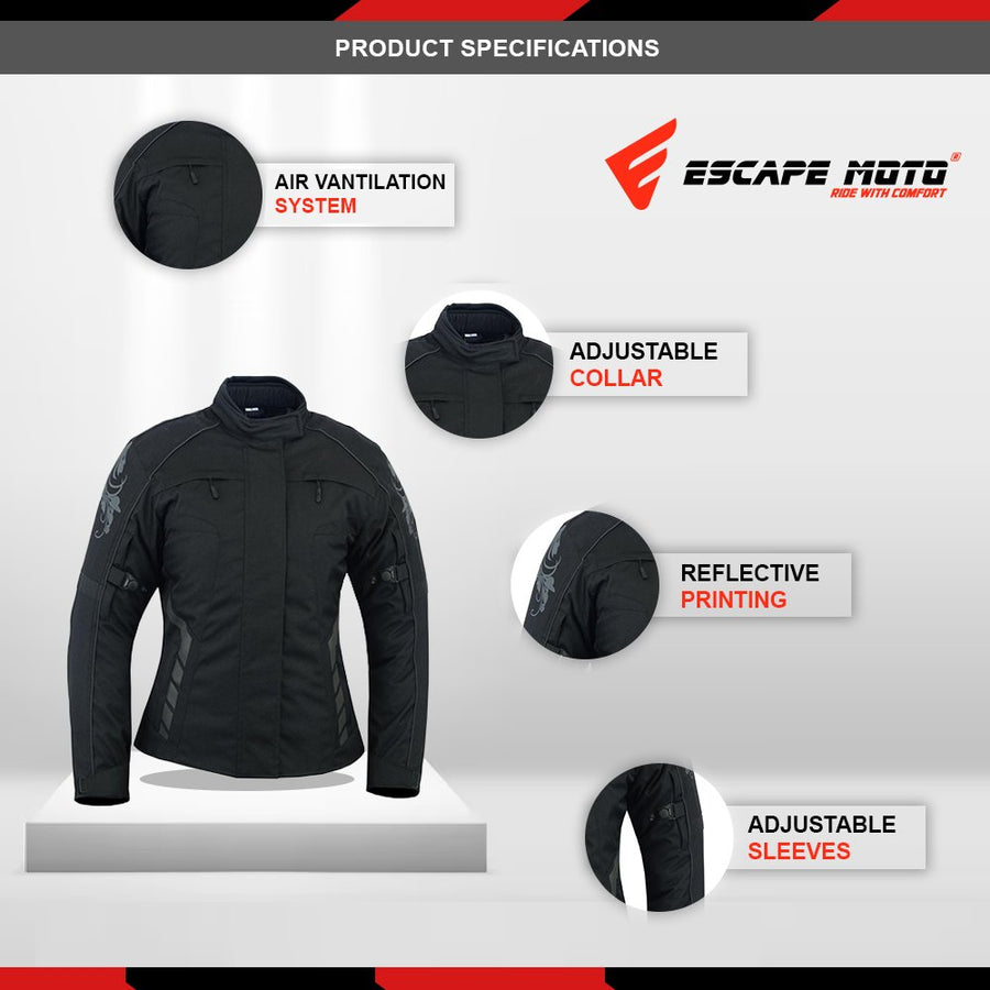 Veste de moto Escape pour femme – Imperméable avec protections homologuées CE