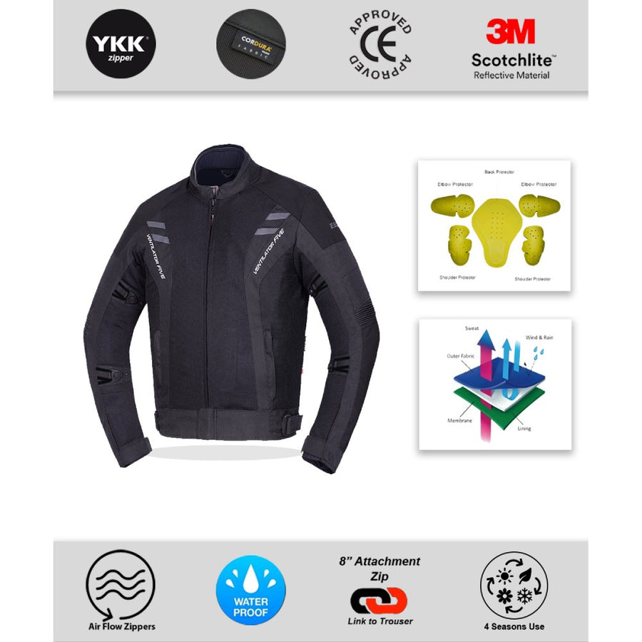 Veste de moto Escape en Cordura® avec panneaux en mesh – Respirante avec protections homologuées CE