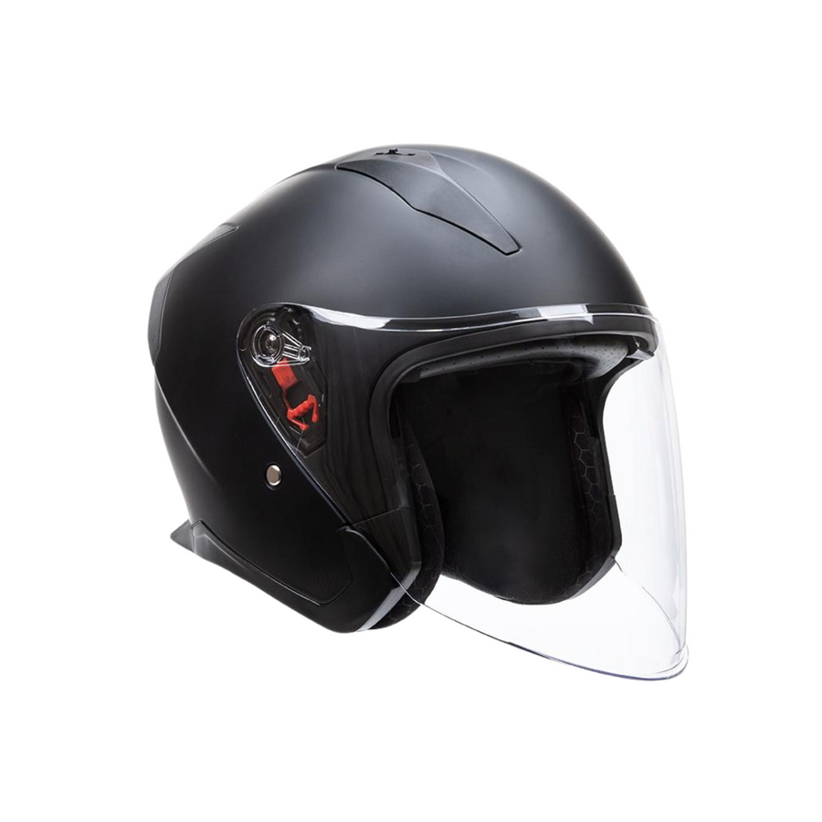 Casque de moto Escape à demi-coque avec visière solaire intégrée – Casque ouvert homologué DOT pour moto de route, scooter et cruiser, pour adultes, hommes et femmes